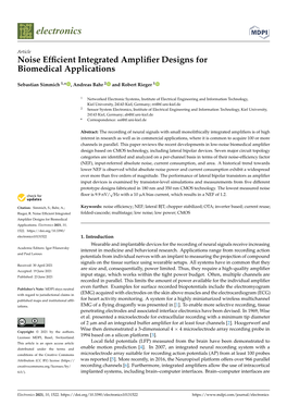 Noise Efficient Integrated Amplifier Designs for Biomedical Applications