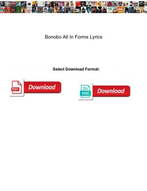 Bonobo All in Forms Lyrics