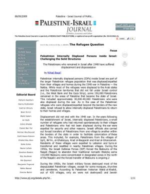 Palestine - Israel Journal of Politic…