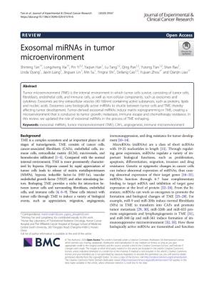 Exosomal Mirnas in Tumor Microenvironment