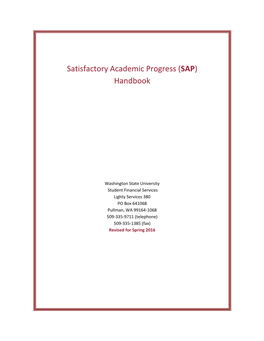 Satisfactory Academic Progress (SAP) Handbook