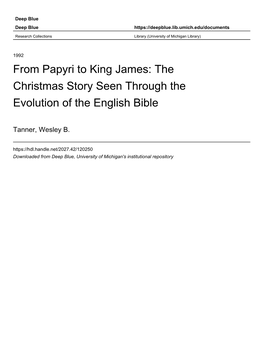 From Papyri to King James: the Christmas Story Seen Through the Evolution of the English Bible