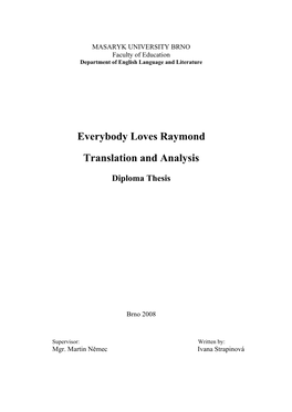 Everybody Loves Raymond Translation and Analysis