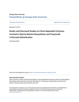 Kinetic and Structural Studies on Flavin-Dependent Enzymes Involved in Glycine Betaine Biosynthesis and Propionate 3-Nitronate Detoxification