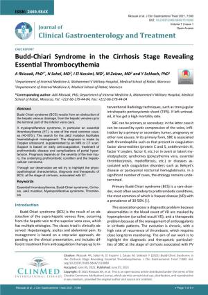 Budd-Chiari Syndrome in the Cirrhosis Stage Revealing