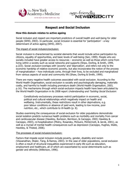 Respect and Social Inclusion