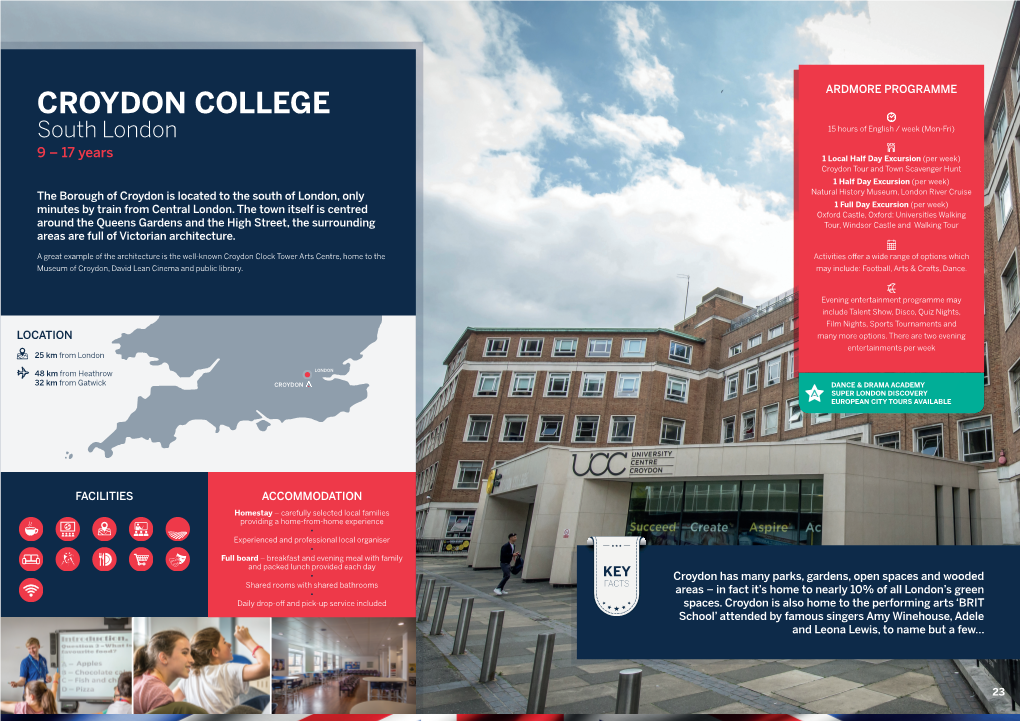 CROYDON COLLEGE South London 15 Hours of English / Week (Mon-Fri)