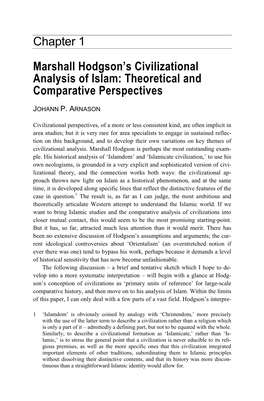 Marshall Hodgson's Civilizational Analysis of Islam: Theoretical And