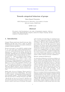 Towards Categorical Behaviour of Groups Abstract 1. Introduction