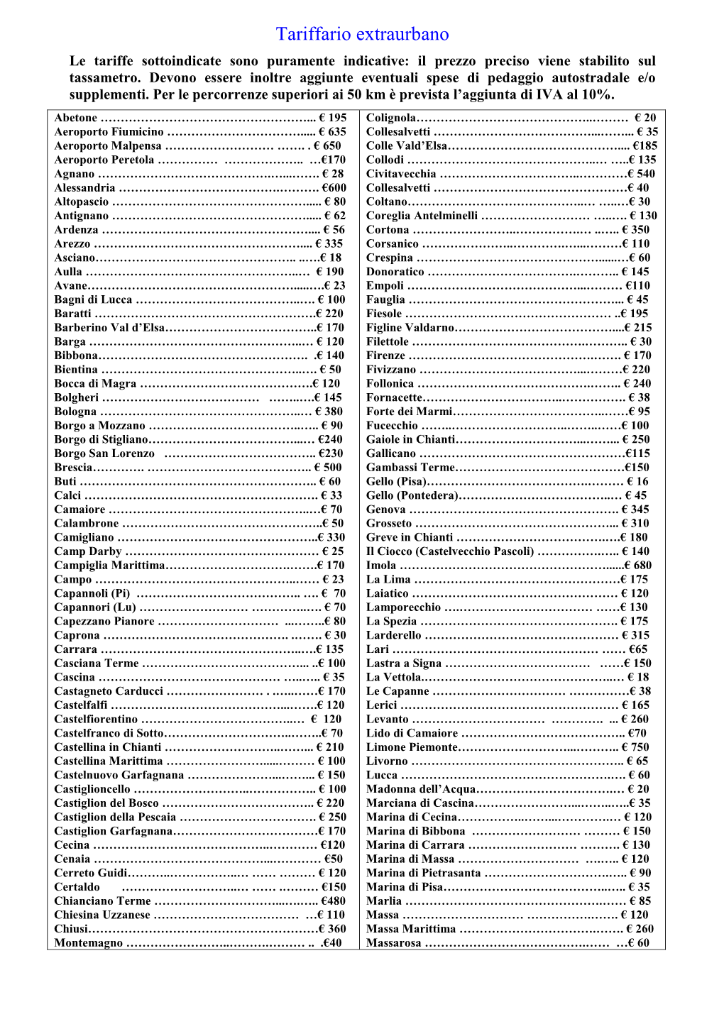 Tariffe Euro1.Pdf