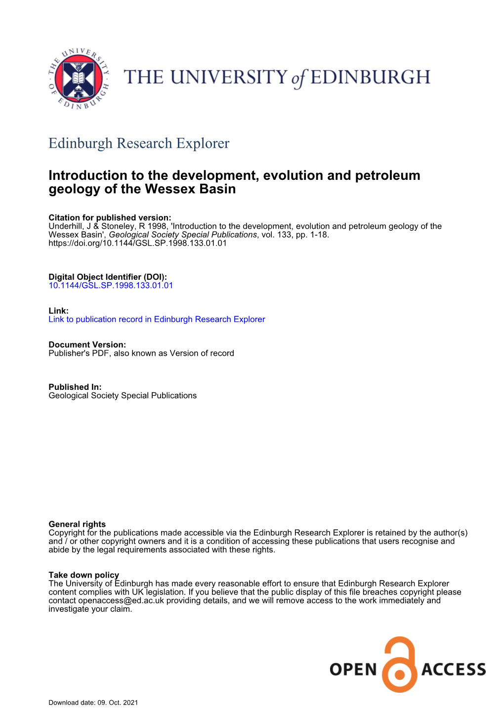 Introduction to the Development, Evolution and Petroleum Geology of the Wessex Basin