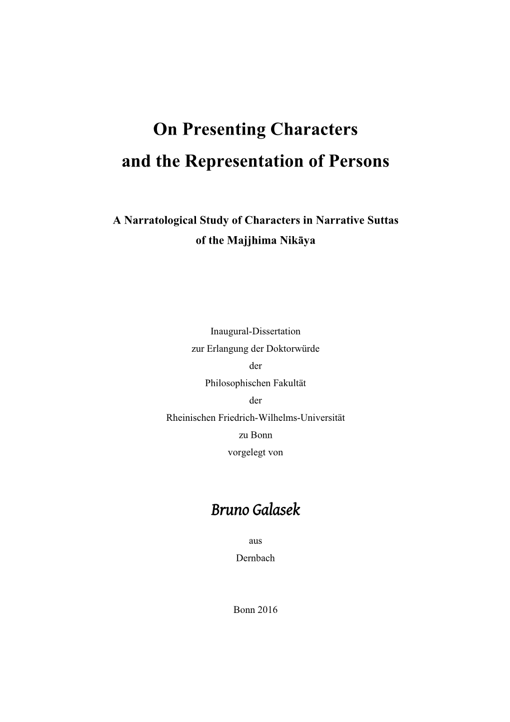 On Presenting Characters and the Representation of Persons