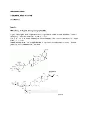 Saponins, Phytosterols