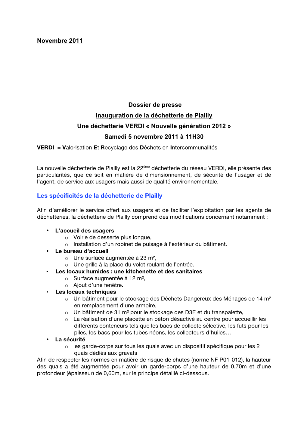 Nouvelle Génération 2012 » Samedi 5 Novembre 2011 À 11H30 VERDI = Valorisation Et Recyclage Des Déchets En Intercommunalités