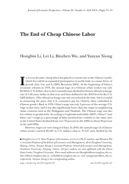 The End of Cheap Chinese Labor