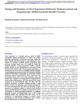 Timing and Duration of Gbx2 Expression Delineates Thalamocortical and Dopaminergic Medial Forebrain Bundle Circuitry