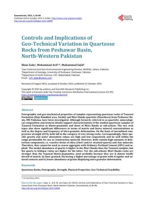 Controls and Implications of Geo-Technical Variation in Quartzose Rocks from Peshawar Basin, North-Western Pakistan