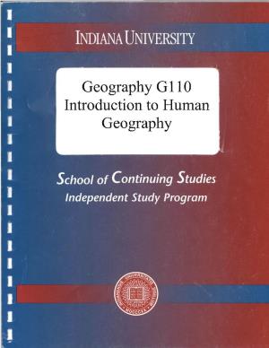 Geography G110: Introduction to Human Geography