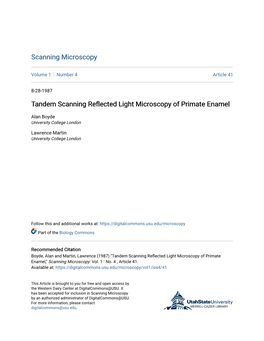 Tandem Scanning Reflected Light Microscopy of Primate Enamel