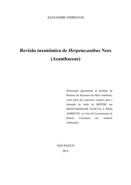 Revisão Taxonômica De Herpetacanthus Nees (Acanthaceae)