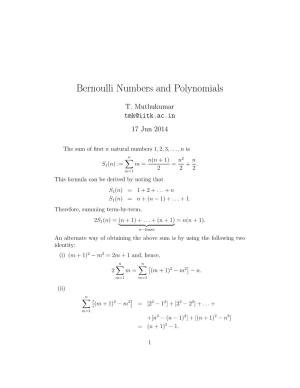 Bernoulli Numbers and Polynomials