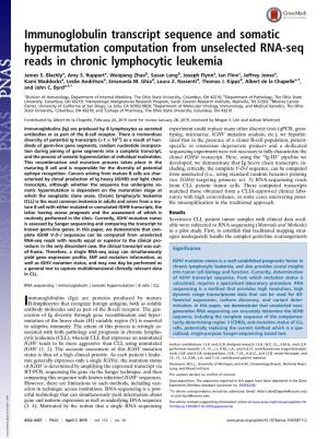 Immunoglobulin Transcript Sequence and Somatic Hypermutation Computation from Unselected RNA-Seq Reads in Chronic Lymphocytic Leukemia