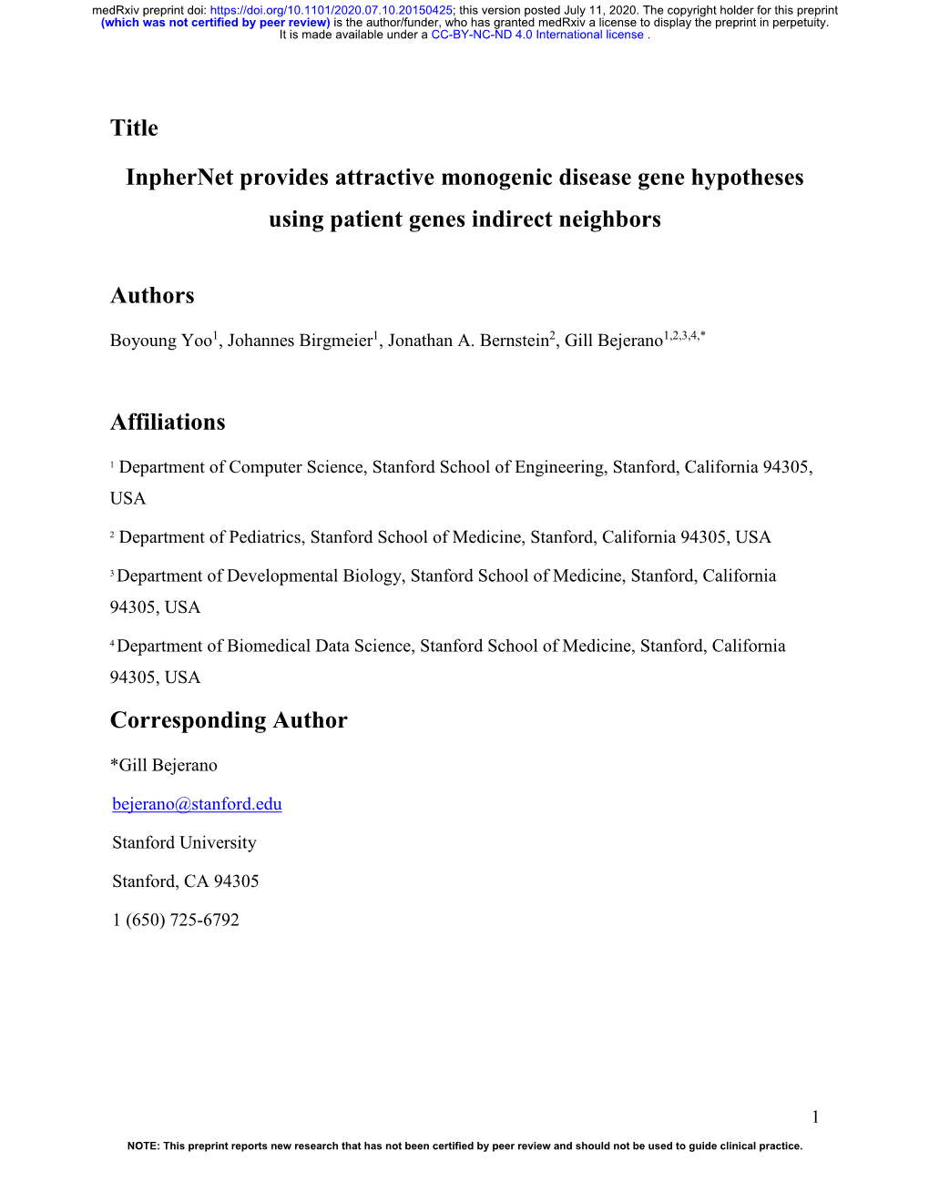 Inphernet Provides Attractive Monogenic Disease Gene Hypotheses Using Patient Genes Indirect Neighbors