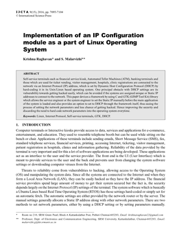 Implementation of an IP Configuration Module As a Part of Linux Operating System