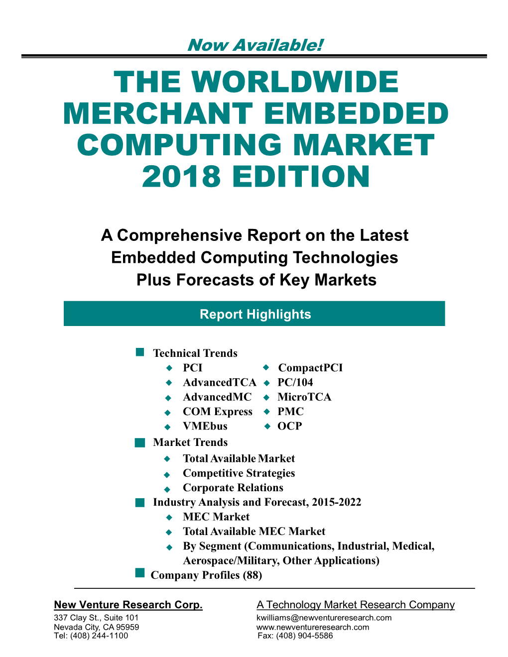 The Worldwide Merchant Embedded Computing Market 2018 Edition