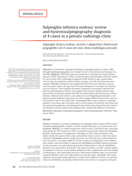 Salpingitis Isthmica Nodosa: Review and Hysterosalpingography Diagnosis of 4 Cases in a Private Radiology Clinic