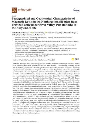 Petrographical and Geochemical Characteristics of Magmatic Rocks in the Northwestern Siberian Traps Province, Kulyumber River Valley