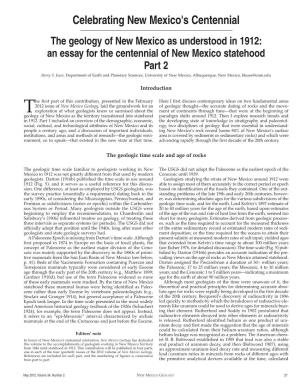The Geology of New Mexico As Understood in 1912: an Essay for the Centennial of New Mexico Statehood Part 2 Barry S