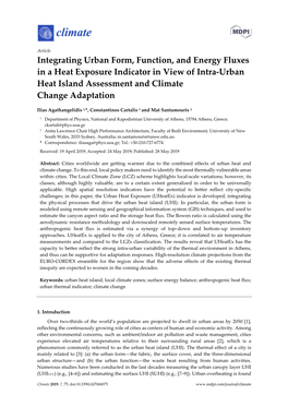 Integrating Urban Form, Function, and Energy Fluxes in a Heat Exposure Indicator in View of Intra-Urban Heat Island Assessment and Climate Change Adaptation