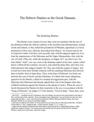 The Hebrew Danites As the Greek Danaans by John R