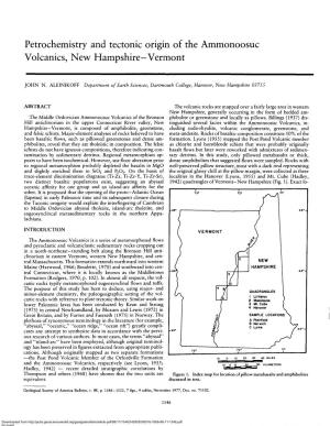 Petrochemistry and Tectonic Origin of the Ammonoosuc Volcanics, New Hampshire—Vermont