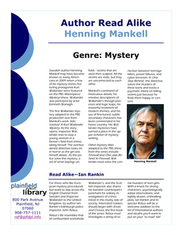 Author Read Alike Henning Mankell
