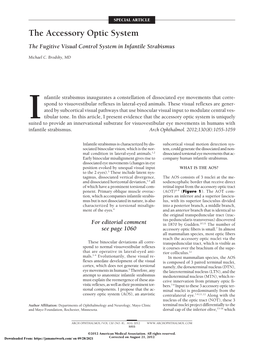 The Accessory Optic System the Fugitive Visual Control System in Infantile Strabismus