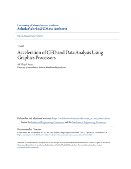 Acceleration of CFD and Data Analysis Using Graphics Processors Ali Khajeh Saeed University of Massachusetts Amherst, Khajehsaeed@Gmail.Com
