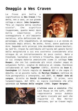 Omaggio a Wes Craven