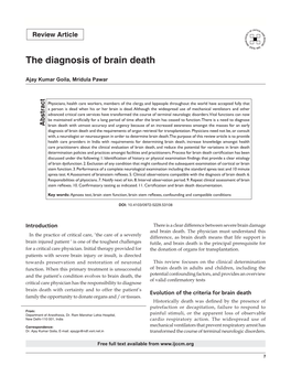 The Diagnosis of Brain Death