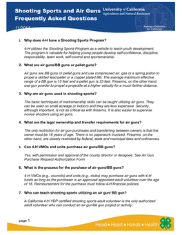 Shooting Sports and Air Guns Frequently Asked Questions 11/2014
