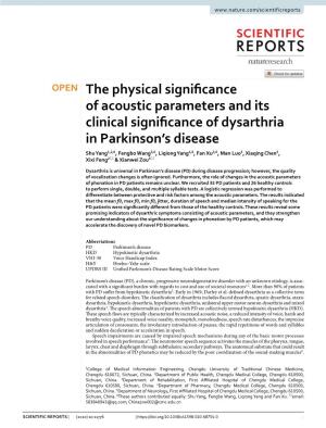 The Physical Significance of Acoustic Parameters and Its Clinical