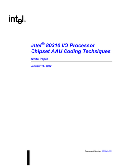 Intel 80310 I/O Processor Chipset AAU Coding Techniques