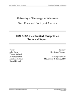 University of Pittsburgh at Johnstown Steel Founders' Society of America