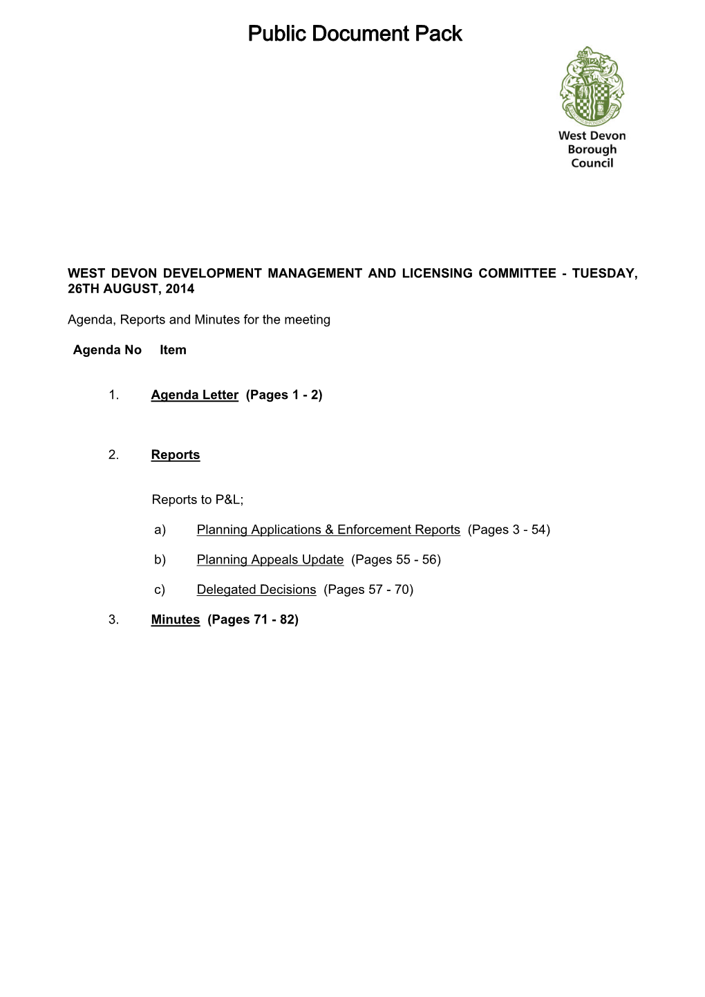 (Public Pack)Agenda Document for West Devon Development