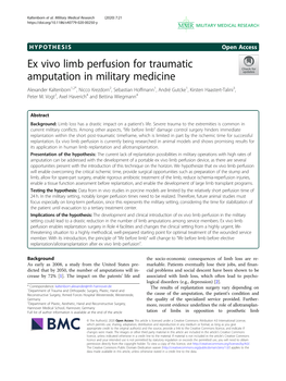 Ex Vivo Limb Perfusion for Traumatic Amputation in Military Medicine