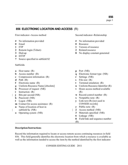 856 Electronic Location and Access (R)