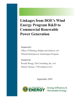 Linkages from DOE's Wind Energy Program R&D to Commercial Renewable Power Generation