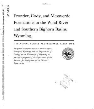 Frontier, Cody, and Mesaverde Formations in the Wind River and Southern Bighorn Basins, Wyoming
