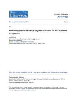 Redefining the Performance Degree Curriculum for the Crossover Saxophonist